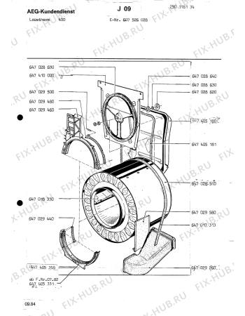 Взрыв-схема комплектующей Aeg LTH400 - Схема узла Section1